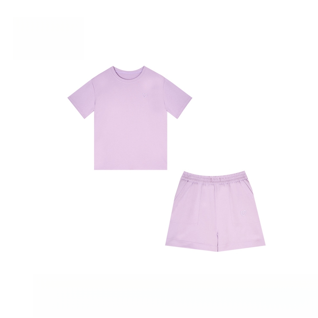 【姿姐】2025年夏季新款浅色爱心两件显白舒适休闲套装女