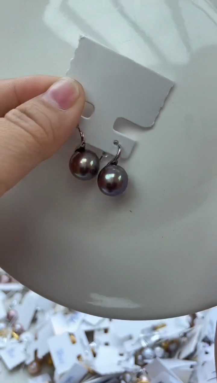 未镶嵌耳饰淡水珍珠紫色系 13mm高跟鞋(多样性发一）