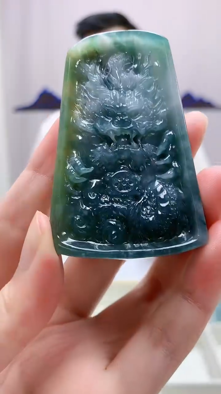 定制翡翠未镶嵌4812zm-毛货挂件龙牌83