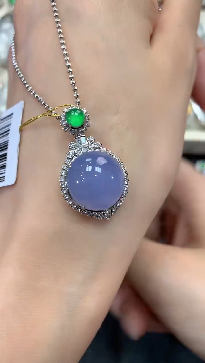 【闪购商品】翡翠吊坠(不含链)18K金镶嵌q70紫货有色差