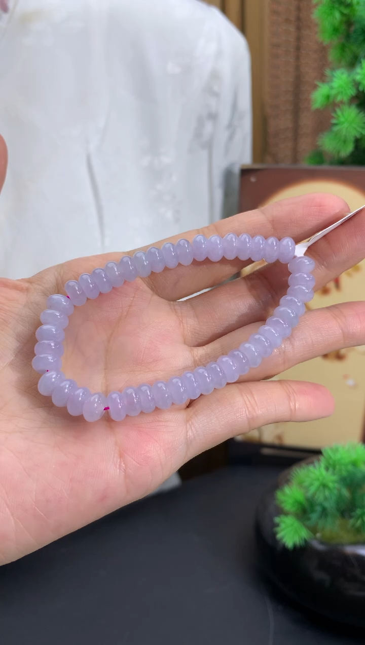未镶嵌手串翡翠淡淡粉紫 卡6.9mm