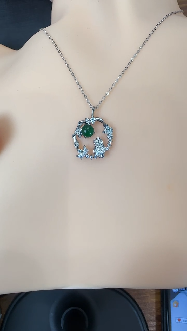 吊坠(赠链)银S925镶嵌翡翠594078