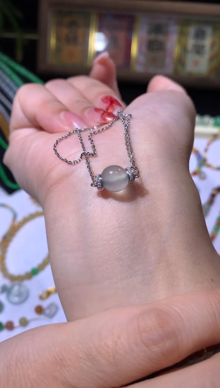 【闪购商品】定制翡翠18K金镶嵌8+珠子项链2800+280