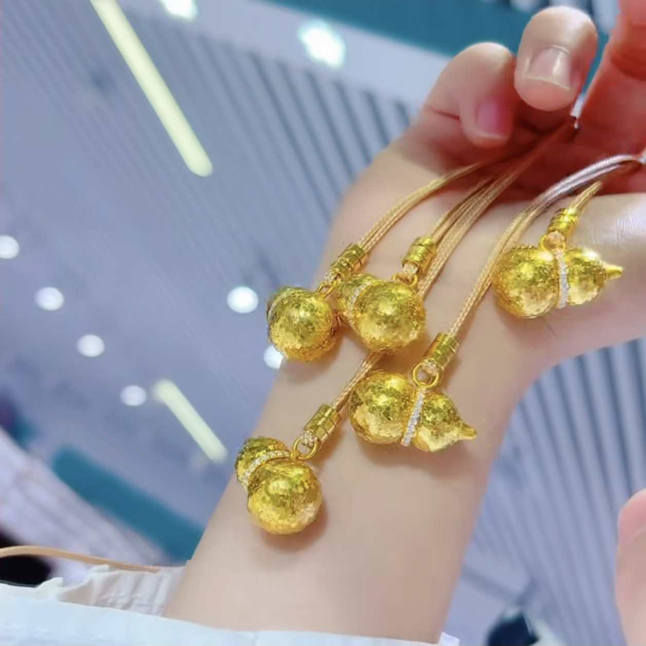 吊坠足银 足银9999镀金碎碎冰葫芦福禄中式国风项链