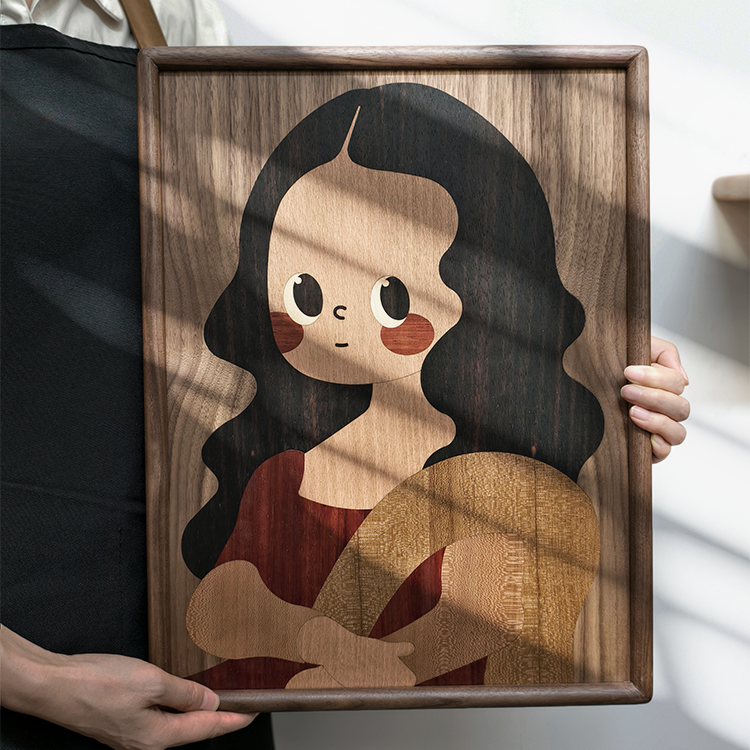 北美黑胡桃客厅装饰画原木风小众艺术高级感玄关柜摆件画托盘挂画