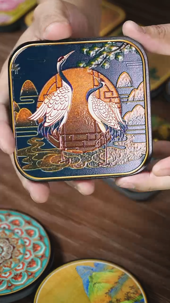 壹藏贰宝立鹤杯垫一片