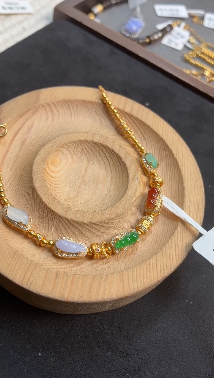 银S925镶嵌手链翡翠手链