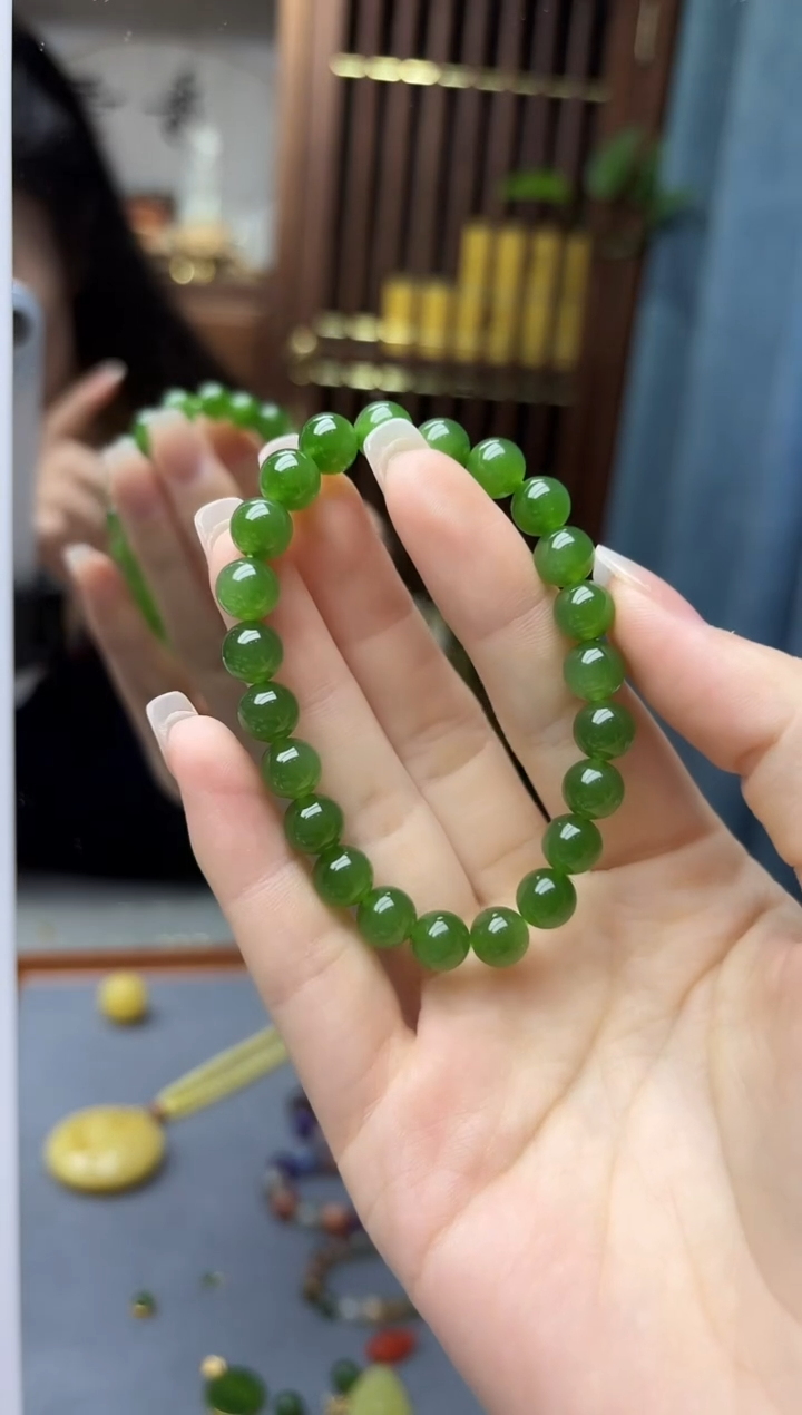 未镶嵌和田玉挂件碧玉手串8mmSC