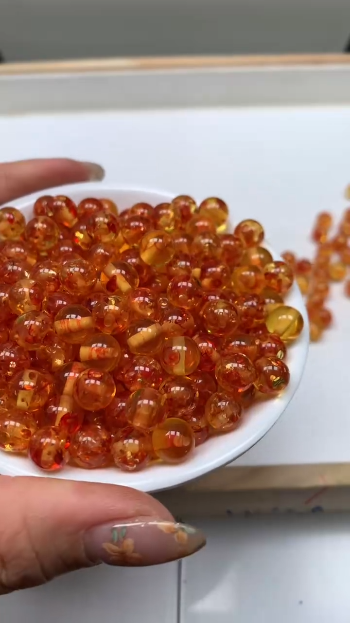 裸石琥珀未镶嵌M362 花 珀8mm25个8.8元