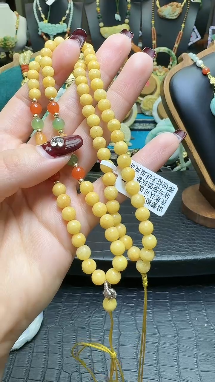 【闪购商品】翡翠颈饰未镶嵌黄翡圆珠项链