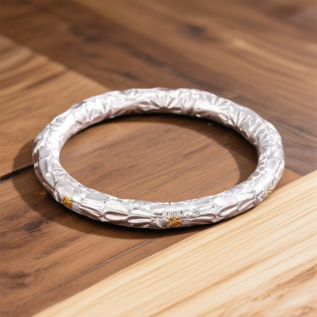 999.9珐琅大牡丹花闭口镯