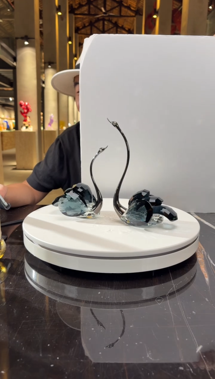 摆件CS0103050墨兰水晶天鹅一对