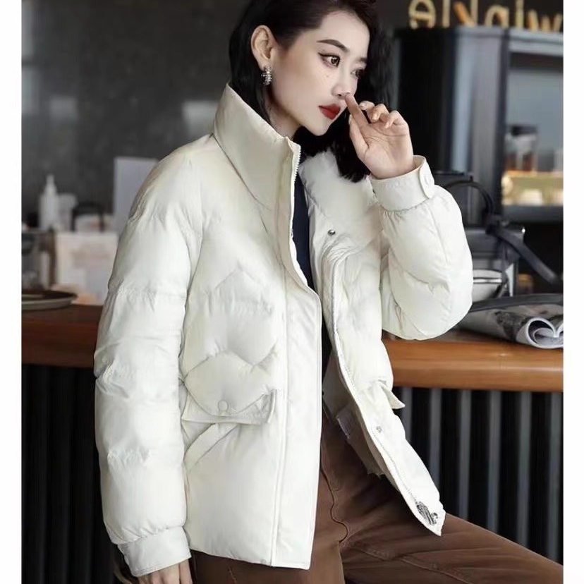 韩版加厚白鸭绒大被子羽绒服女长款宽松百搭简约连帽加厚保暖外套