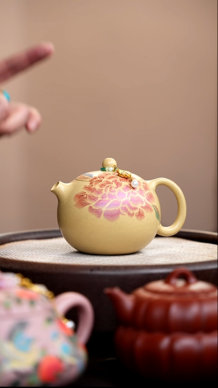 茶壶紫砂本山绿河豚西施搪彩红