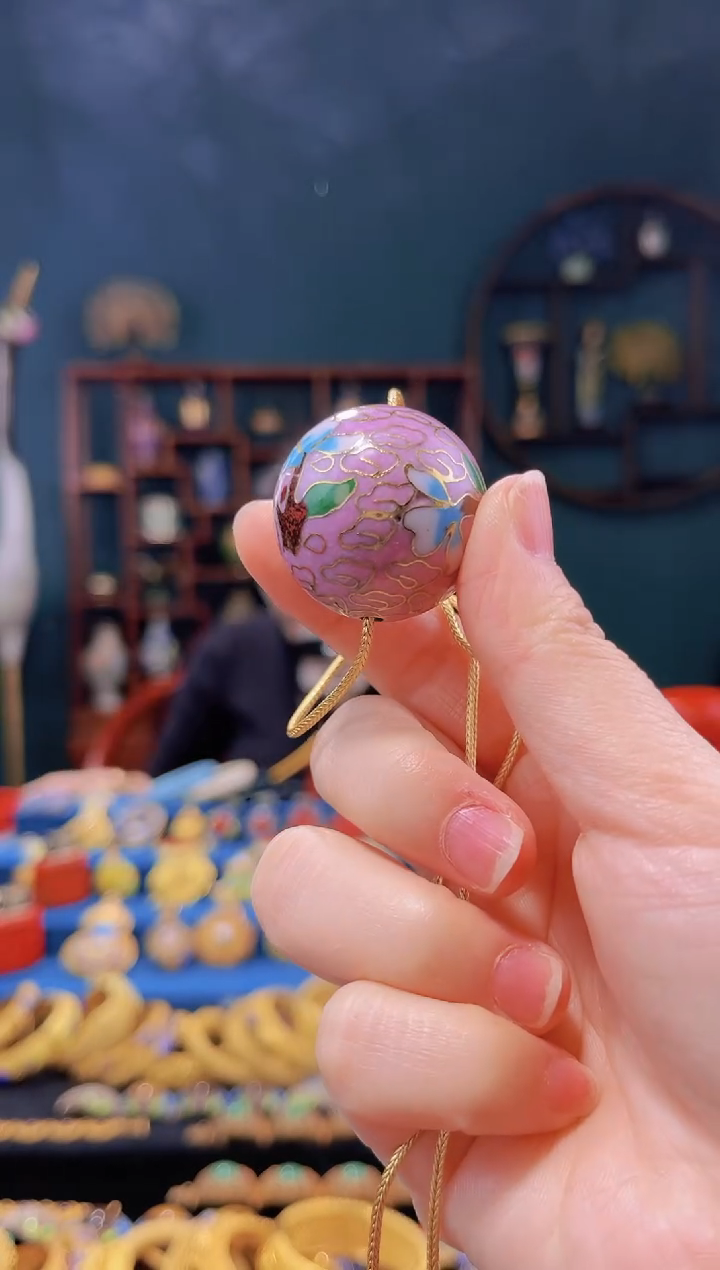 【闪购商品】景泰蓝3.0大珠+链子粉紫色