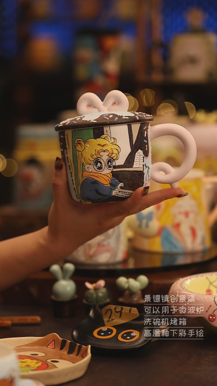 陶瓷景德镇可爱陶瓷釉下彩绘设计师款