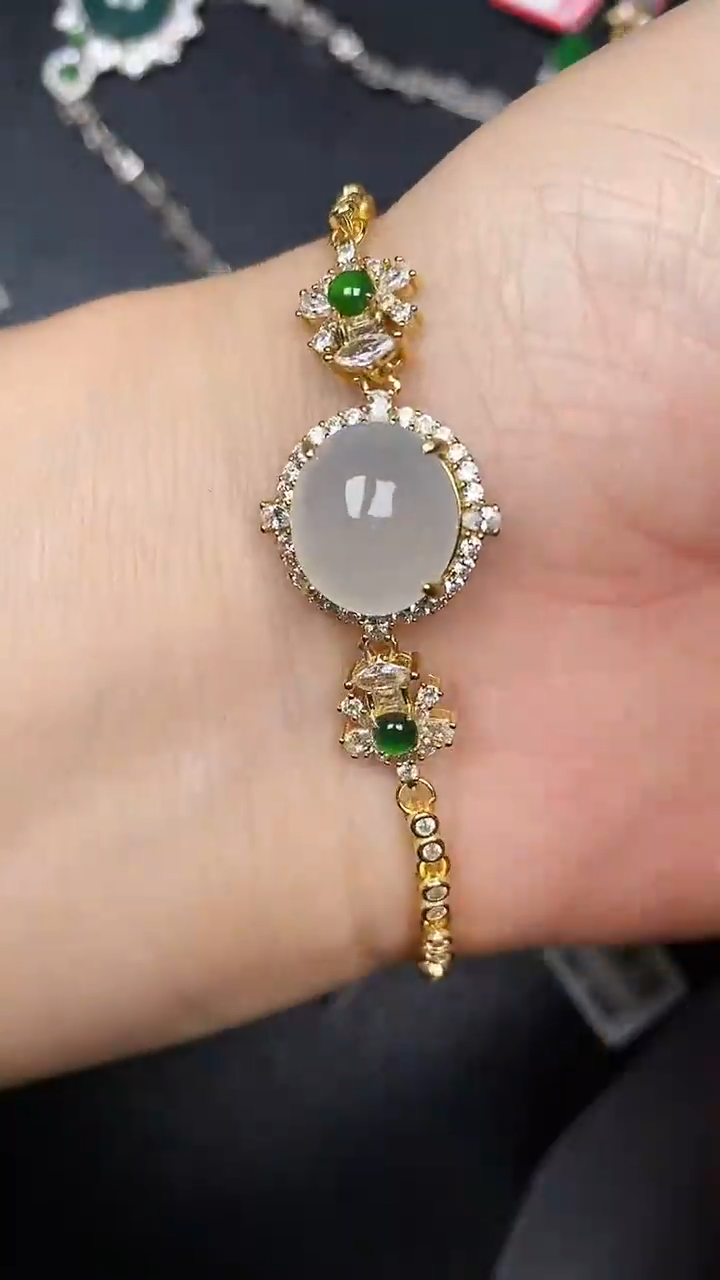 银S925镶嵌戒指翡翠9800