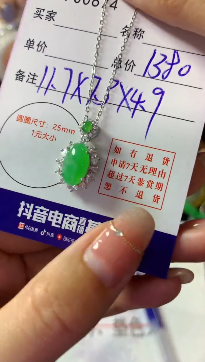 颈饰银S925镶嵌翡翠翡翠