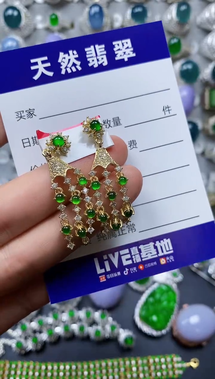 【闪购商品】翡翠耳饰银S925镶嵌0452