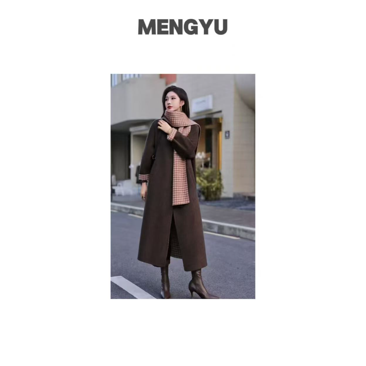 【MENGYU奢品】冬季外套中长款极简风娃娃领羊毛大衣