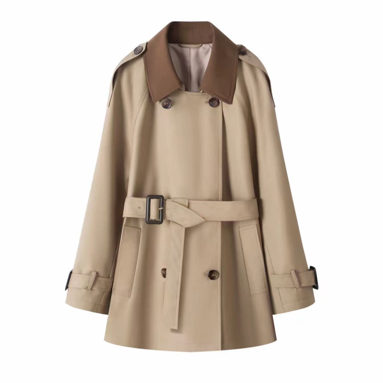 【英伦风尚】洋气新款高级设计师时尚轻奢短款风衣外套8717