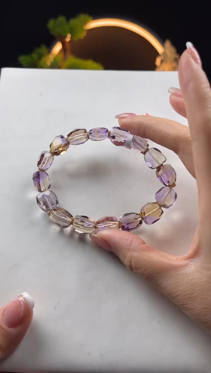 【闪购商品】水晶手链未镶嵌天然紫黄晶钻石切面手串