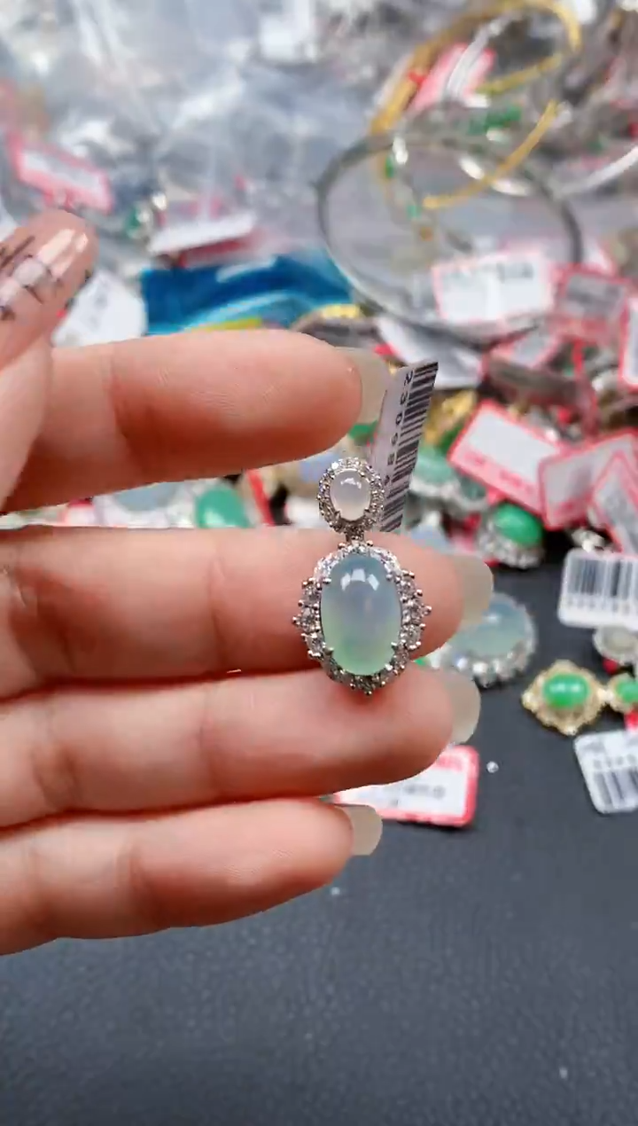 银S925镶嵌戒指翡翠天然A货缅甸翡翠