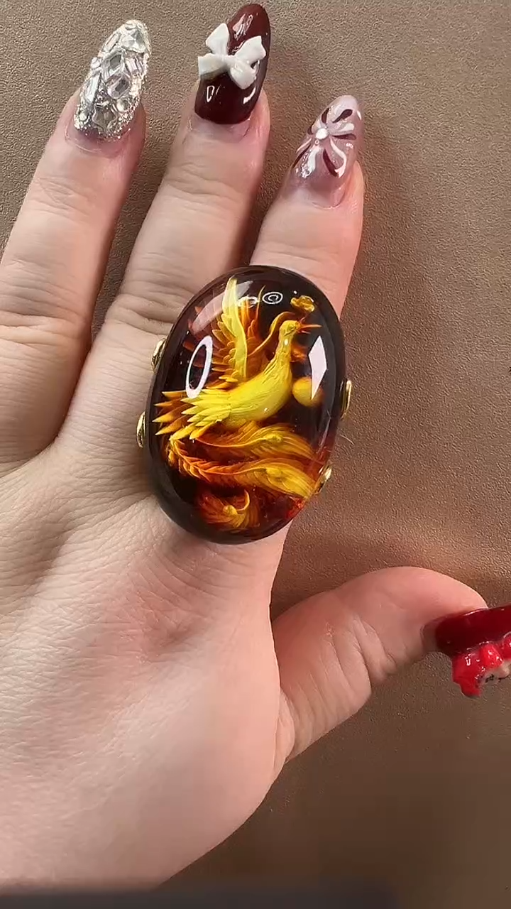 【闪购商品】琥珀戒指银S925镶嵌戒指