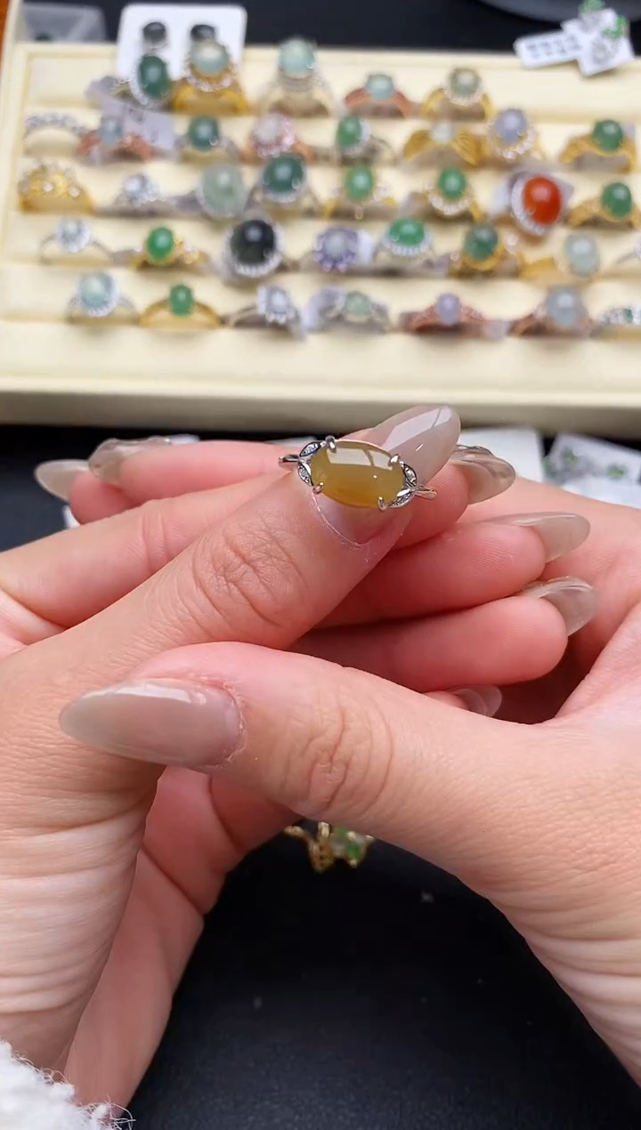 【闪购商品】翡翠戒指银S925镶嵌333333333+1