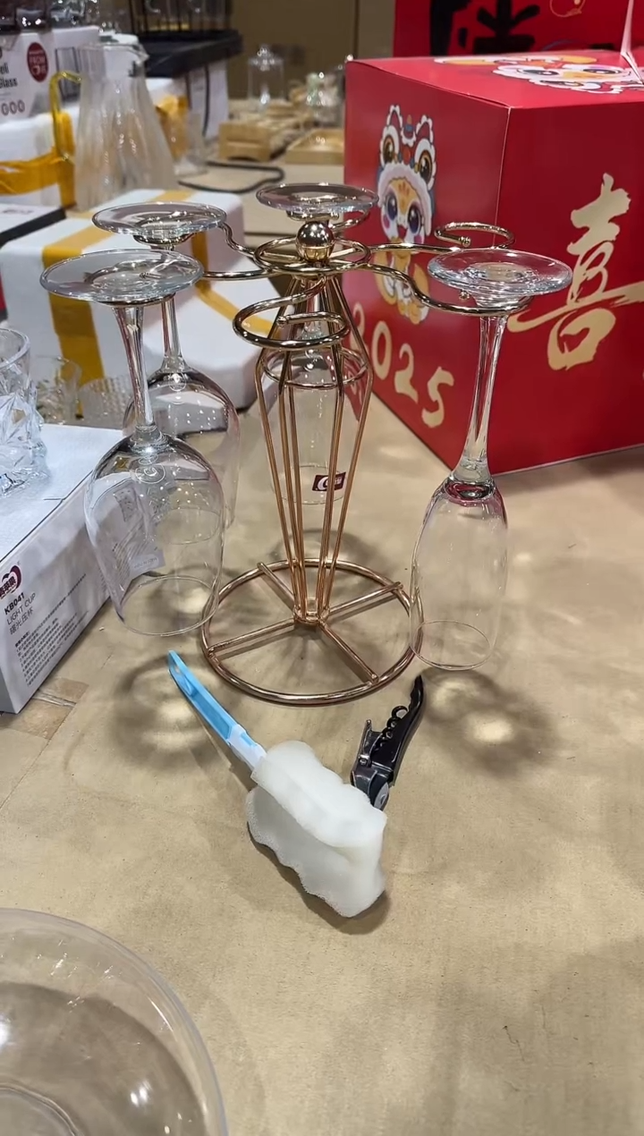 【闪购商品】玻璃无盖款青苹果直播价香槟杯*6+杯架