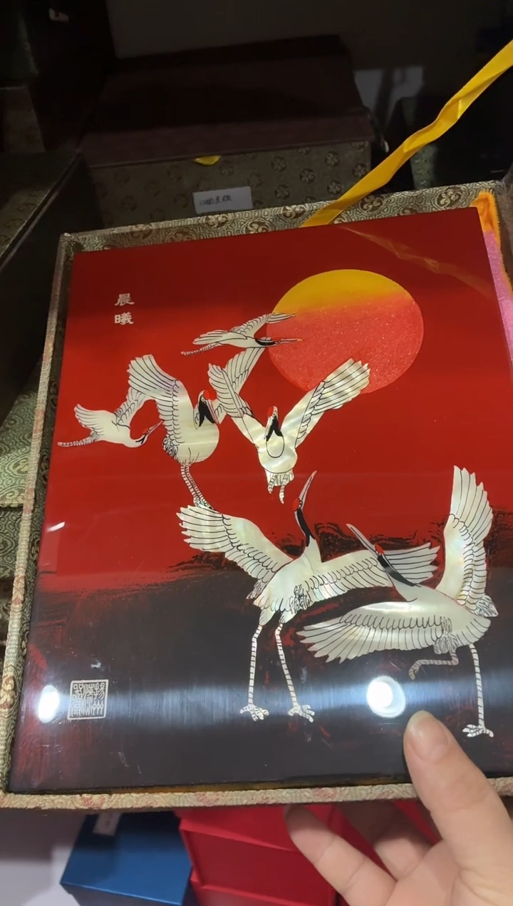 扬州漆器平磨晨曦台屏