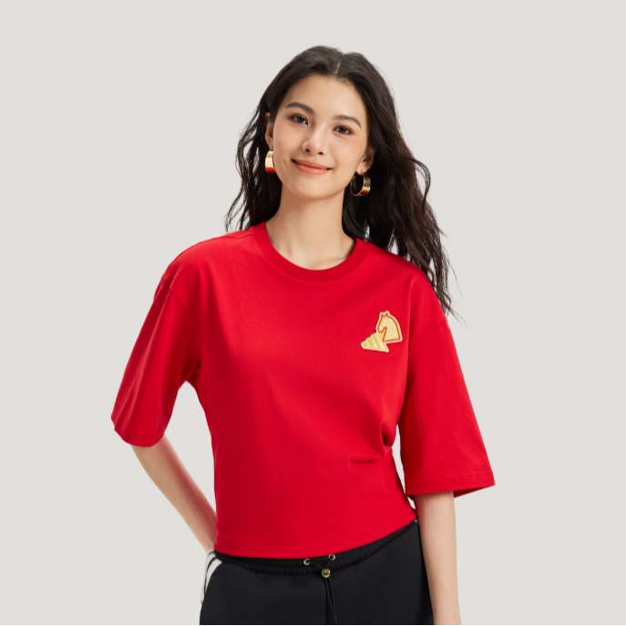 adidas/阿迪达斯新年款中性棉质柔软运动休闲宽松短袖T恤KR3078