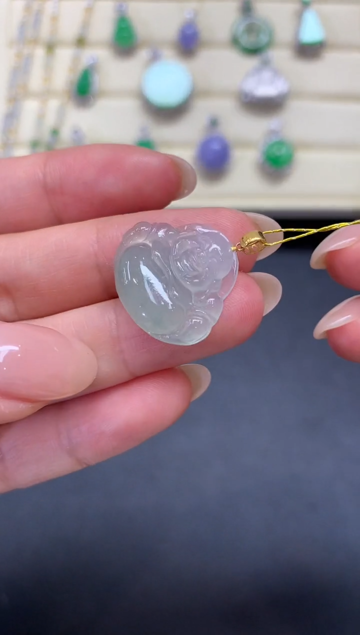 【闪购商品】翡翠18K金镶嵌颈饰Q434     