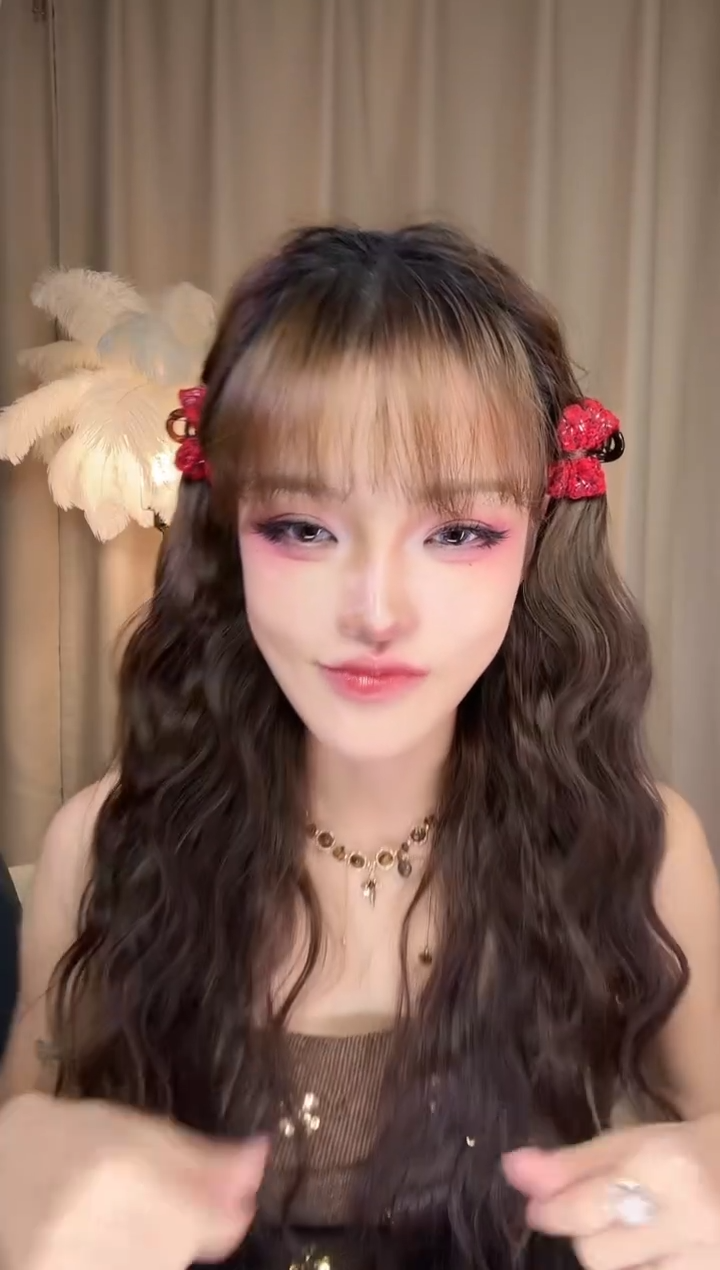 非金属塑料红色猫耳朵刘海夹