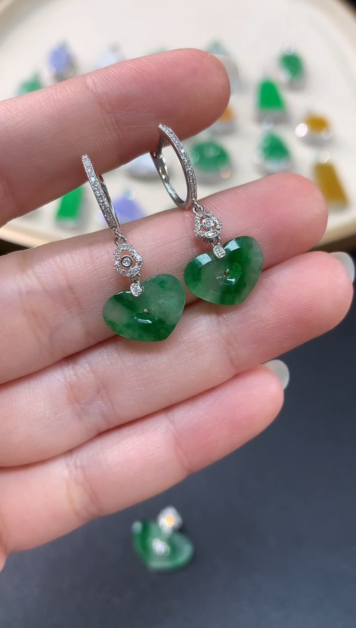 【闪购商品】翡翠耳饰18K金镶嵌耳饰A107|5200