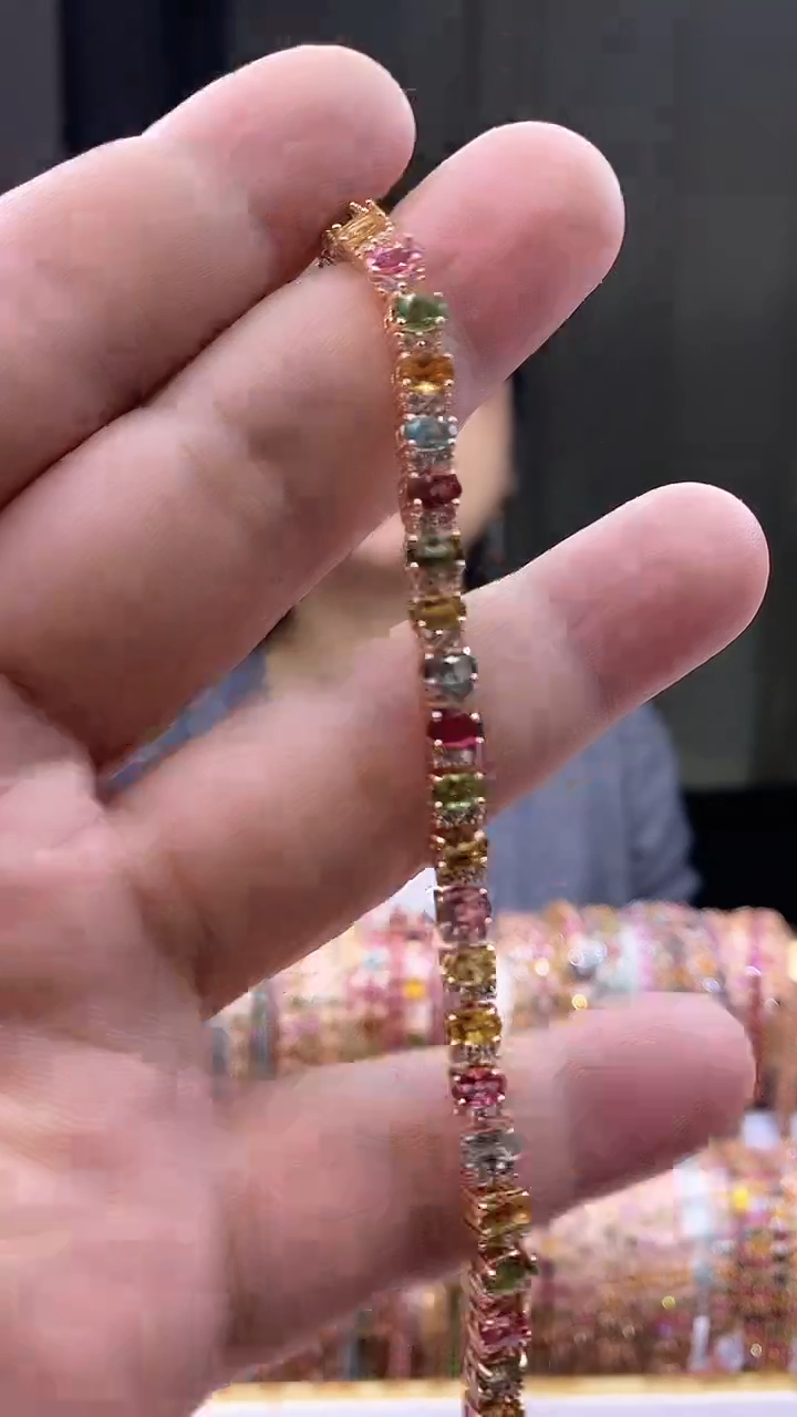 【闪购商品】碧玺手链银S925镶嵌2354345345354354354