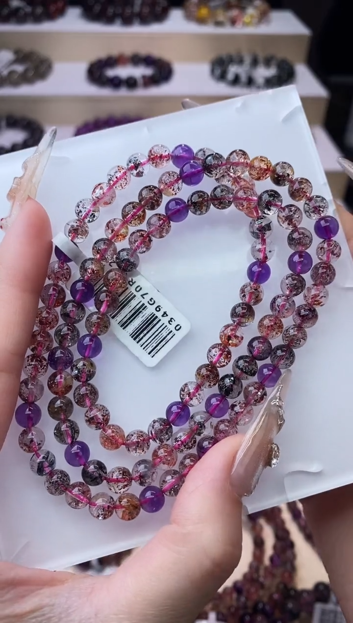 【闪购商品】水晶手链未镶嵌黑加仑超七多圈6m+