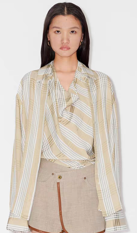 25夏格纹挂脖两件套长袖