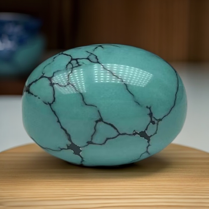 湖北十堰原矿绿松石瓷釉级玉化水草纹枣珠时尚简约气质百搭手工