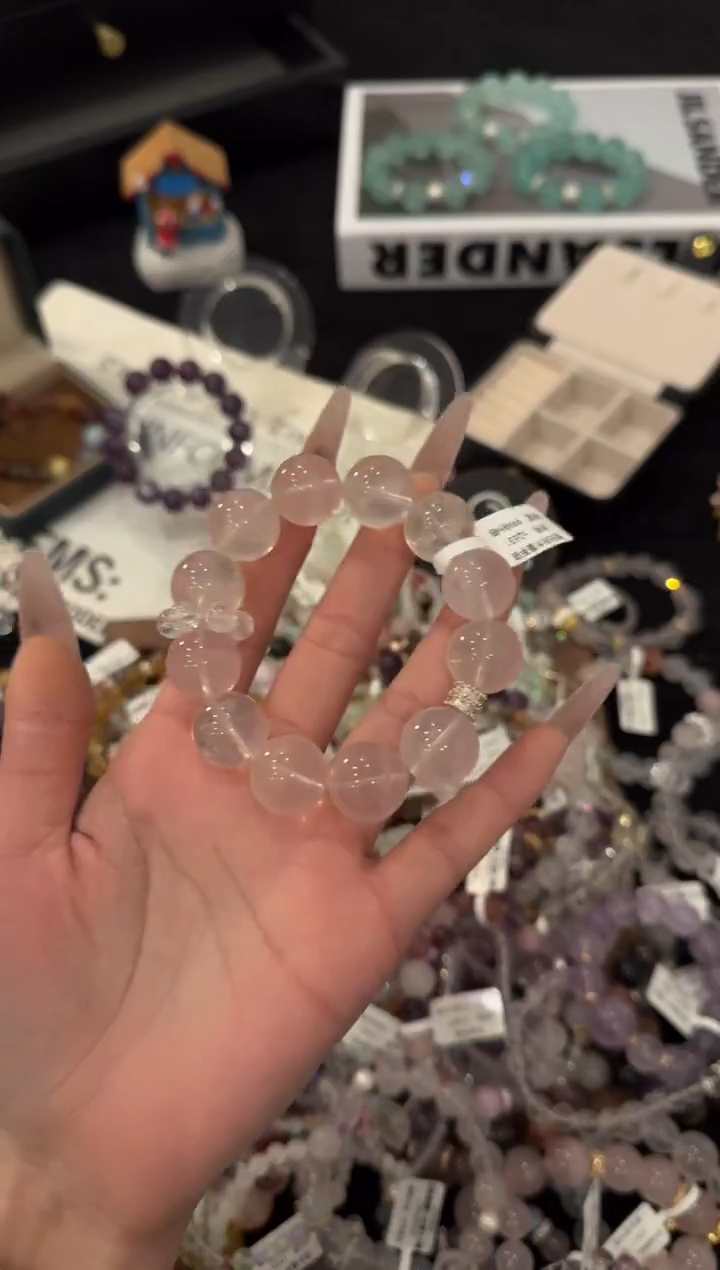 合金手链水晶粉水晶x2631