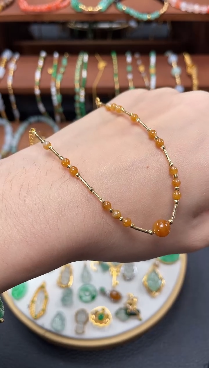 【闪购商品】翡翠套链18K金镶嵌一个   JK425