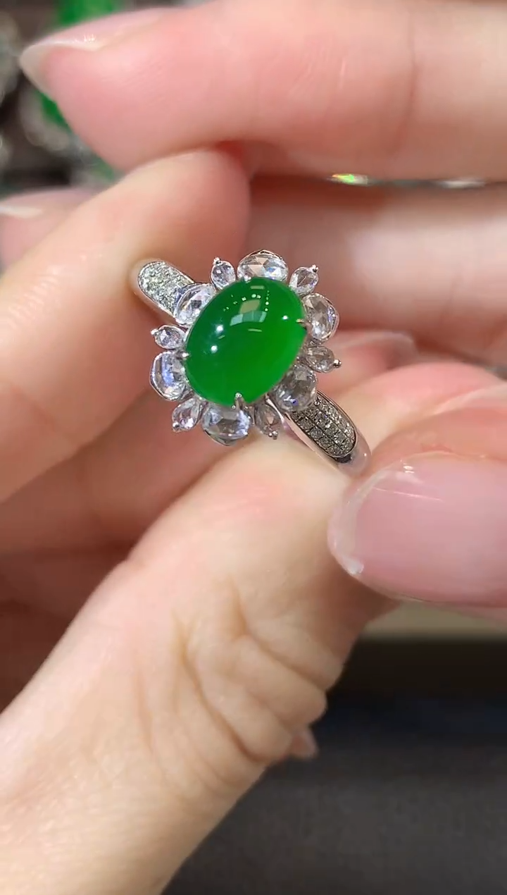 18K金镶嵌戒指翡翠D41
