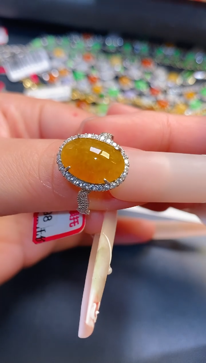 银S925镶嵌戒指翡翠天然