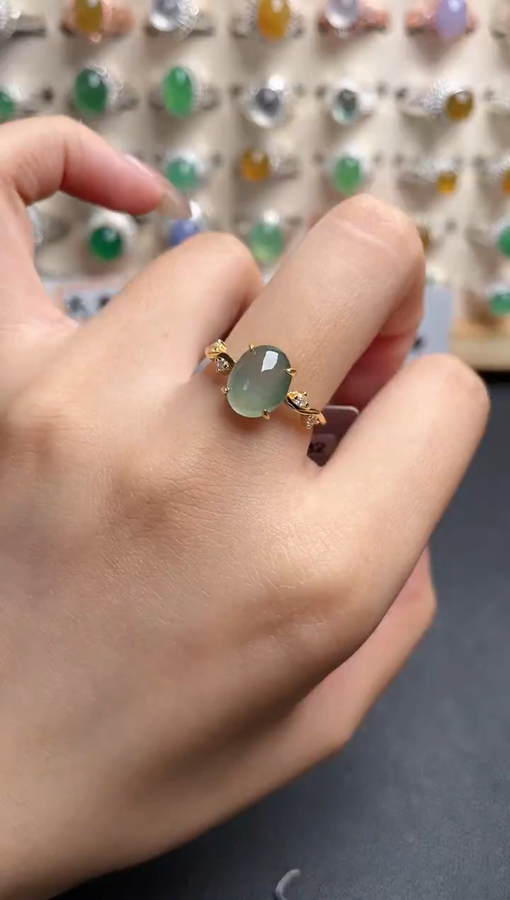 【闪购商品】翡翠戒指银S925镶嵌一物一证一礼盒