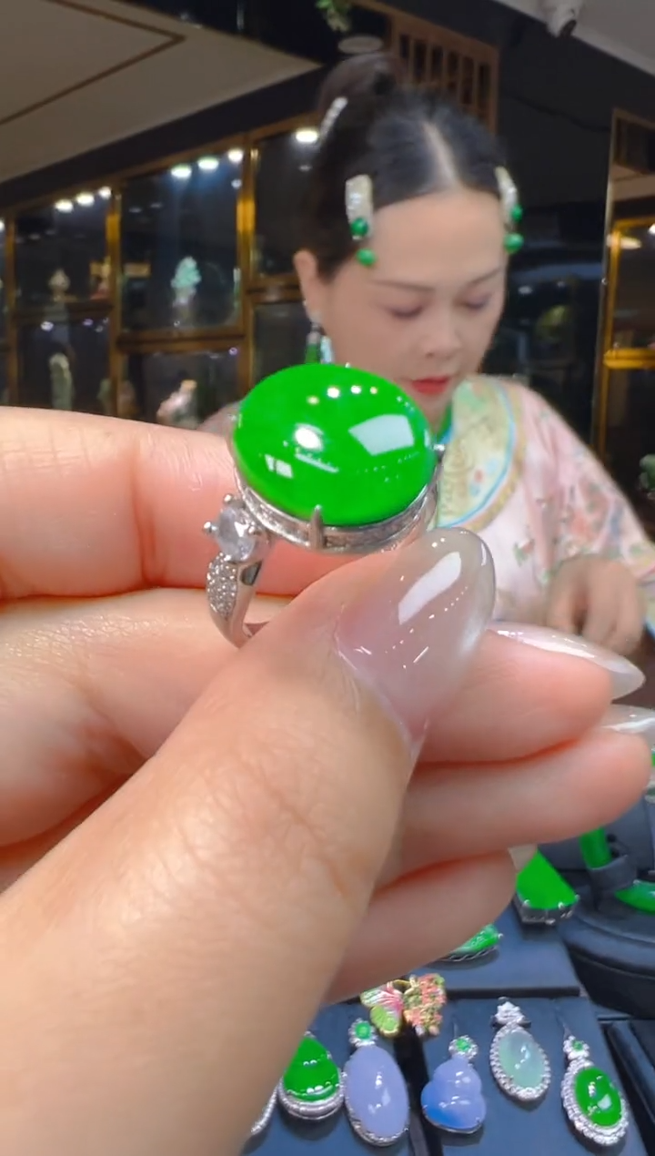 银S925镶嵌戒指翡翠038(多样性发货发其一)