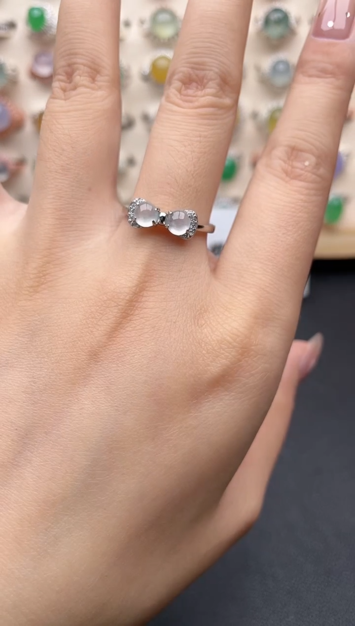 【闪购商品】翡翠戒指银S925镶嵌一物一证一礼盒