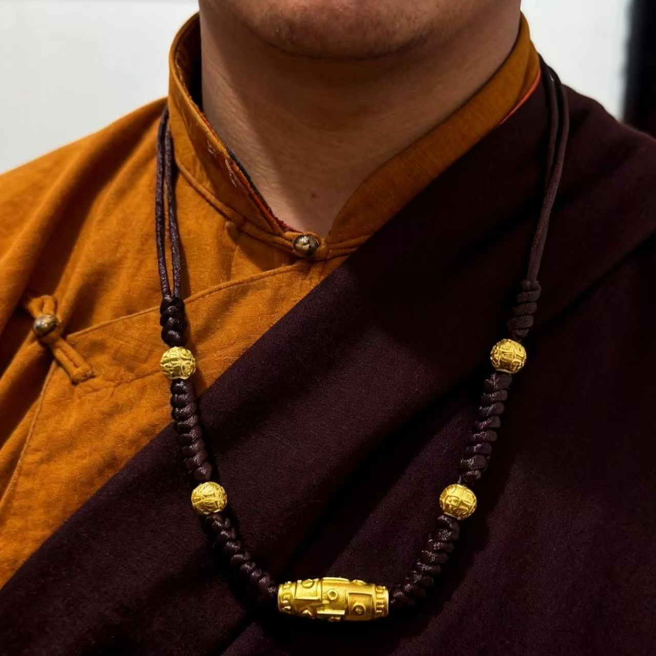 铜合金吊坠 【西藏包邮】次称专属藏式吊坠4珠子手工编织