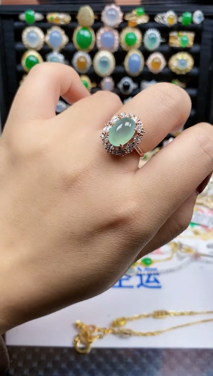 银S925镶嵌戒指翡翠464