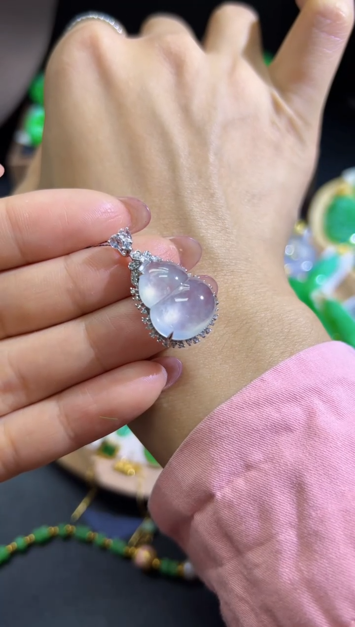 【闪购商品】翡翠颈饰18K金镶嵌Q缅料A货翡翠/支持复检/一件