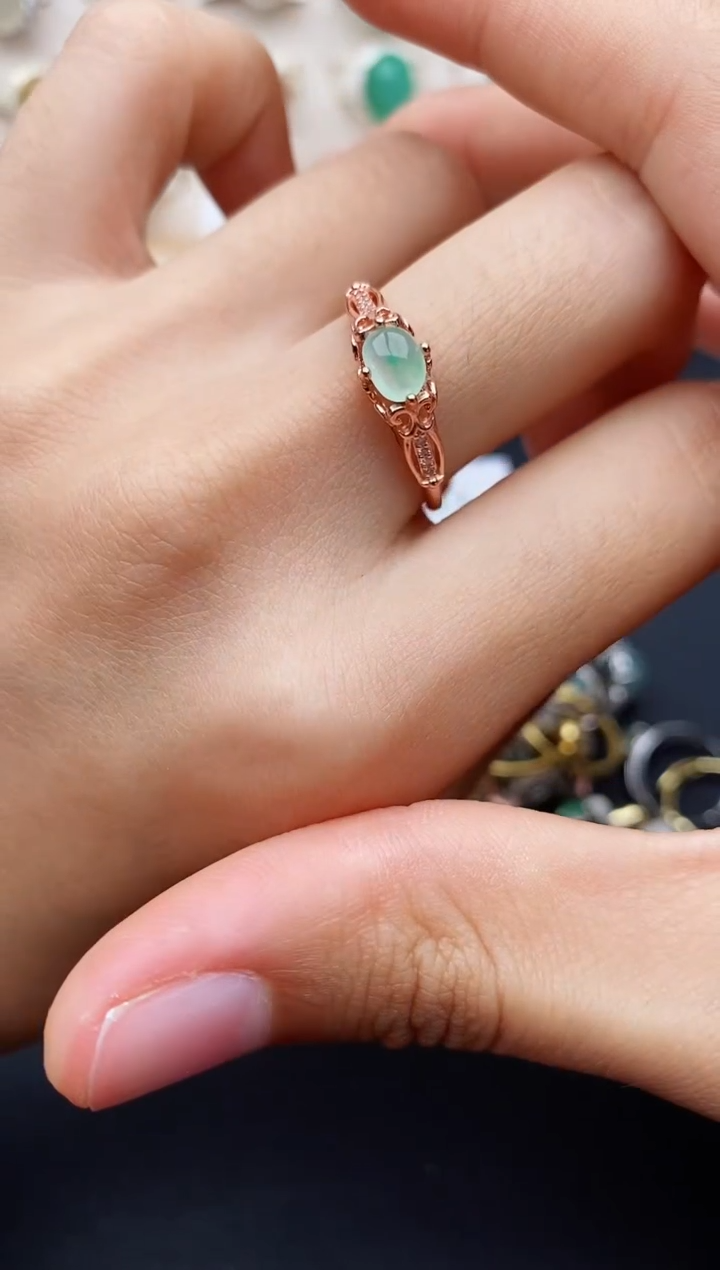 【闪购商品】翡翠戒指银S925镶嵌缅甸翡翠